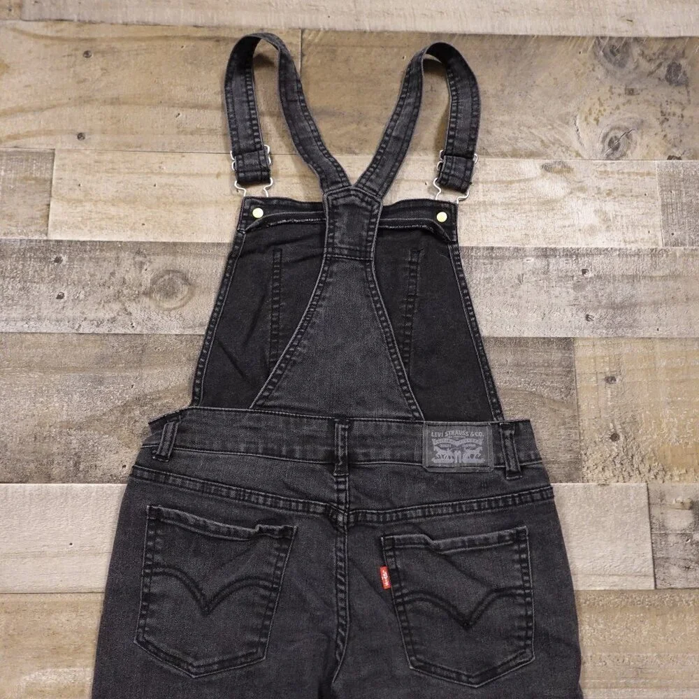 Levi's jeans bib overall‎ girl's 14 black denim red tab
